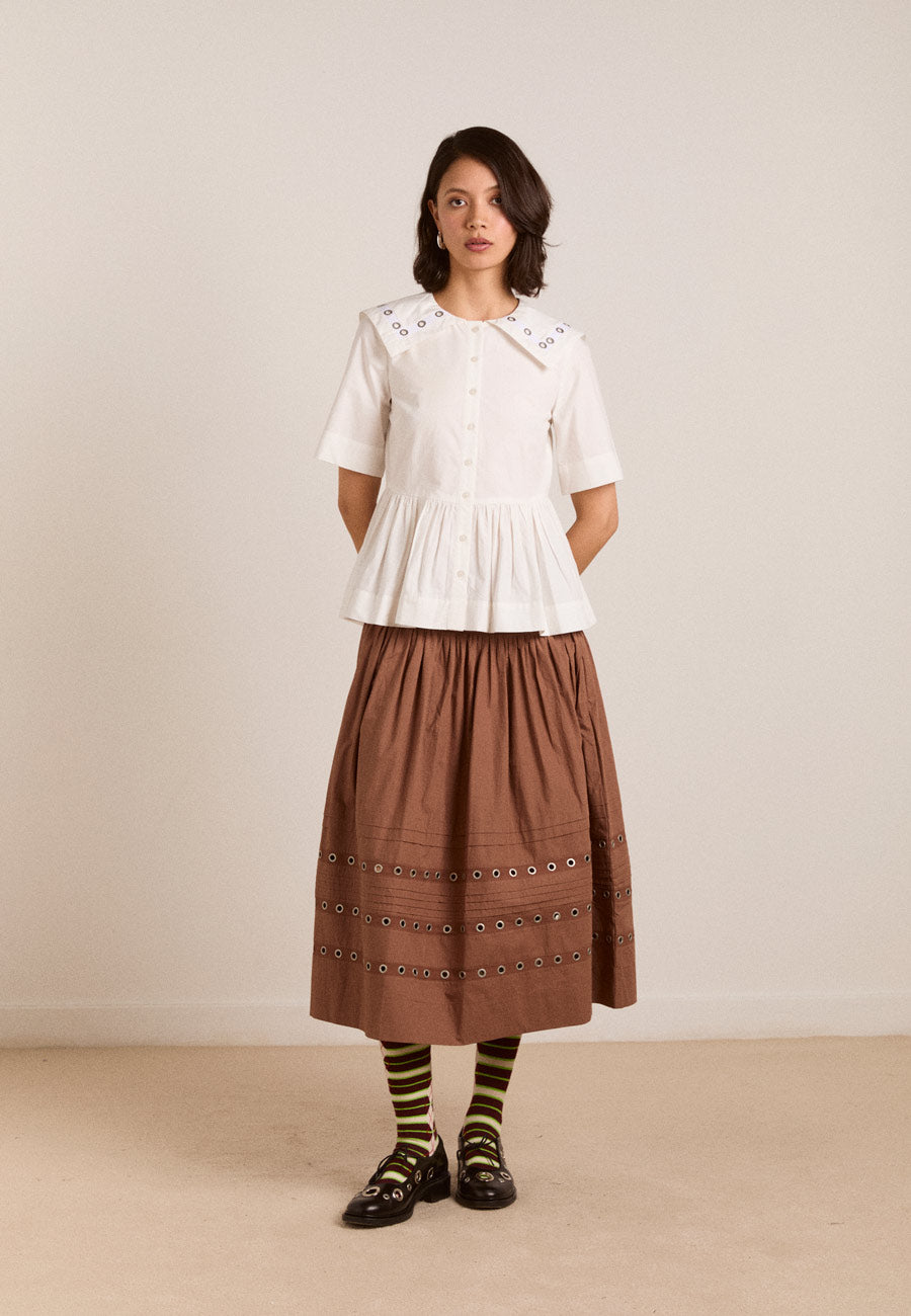 Damson Madder Cyrus Eyelet Blouse White