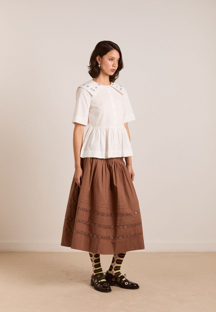 Damson Madder Cyrus Eyelet Blouse White