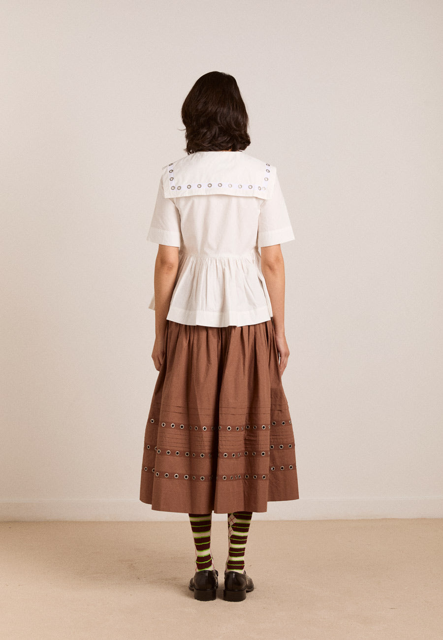 Damson Madder Cyrus Eyelet Blouse White