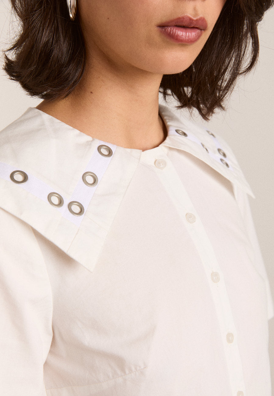 Damson Madder Cyrus Eyelet Blouse White