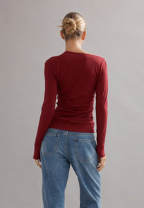 Caitlin Crisp Beau Merino Knit Top Maroon