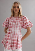 Caitlin Crisp Sofia Blouse Berry Plaid