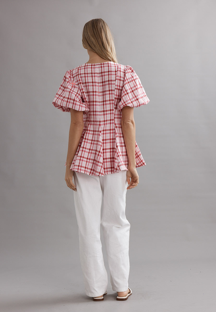 Caitlin Crisp Sofia Blouse Berry Plaid