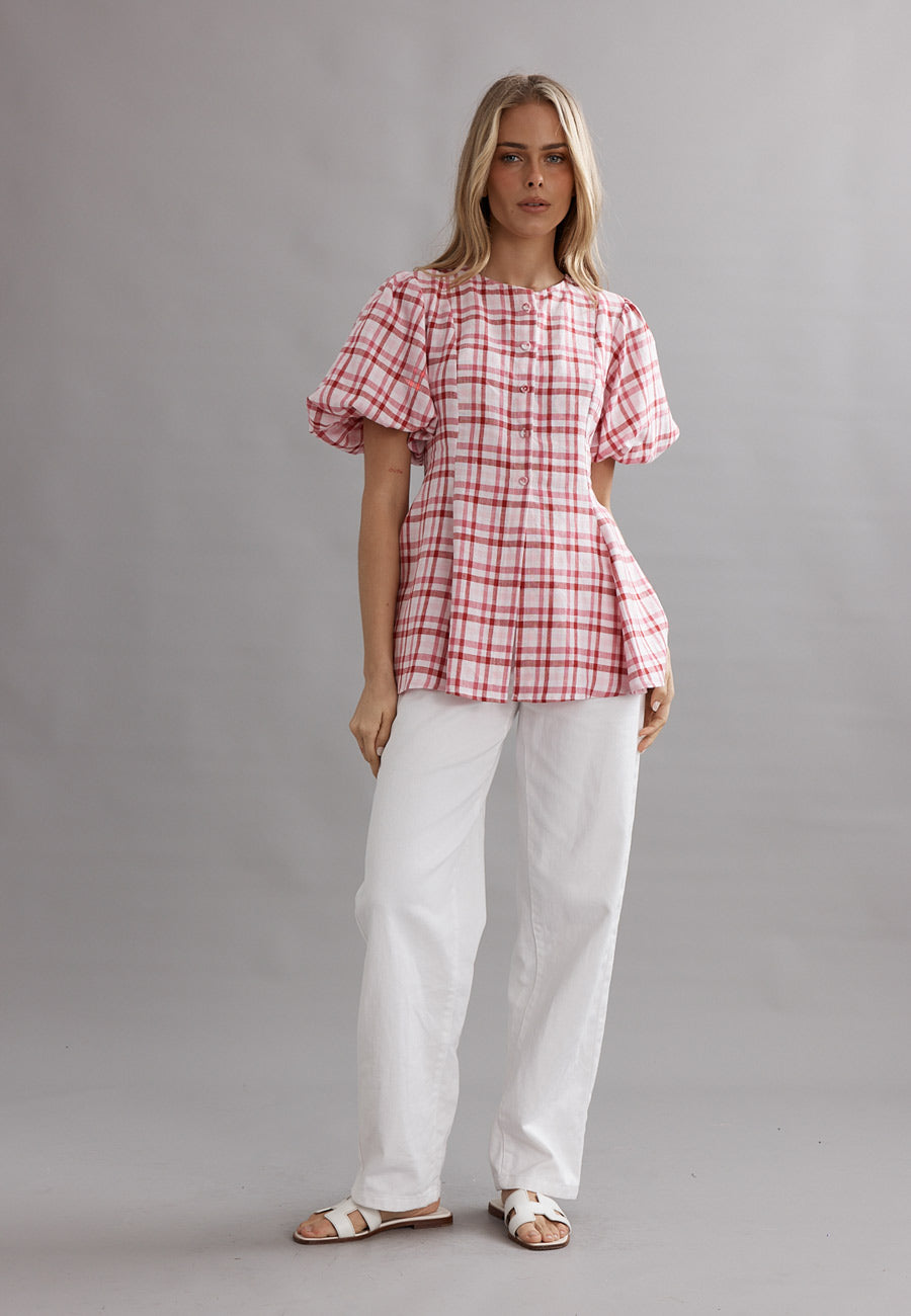 Caitlin Crisp Sofia Blouse Berry Plaid