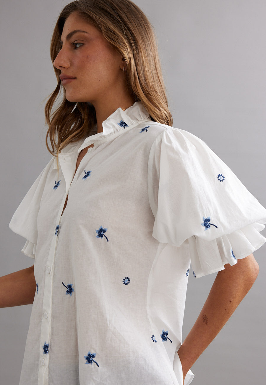 Caitlin Crisp Soho Blouse Bluebell Voile