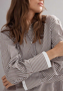 Caitlin Crisp Vienna Shirt Mocha Stripe