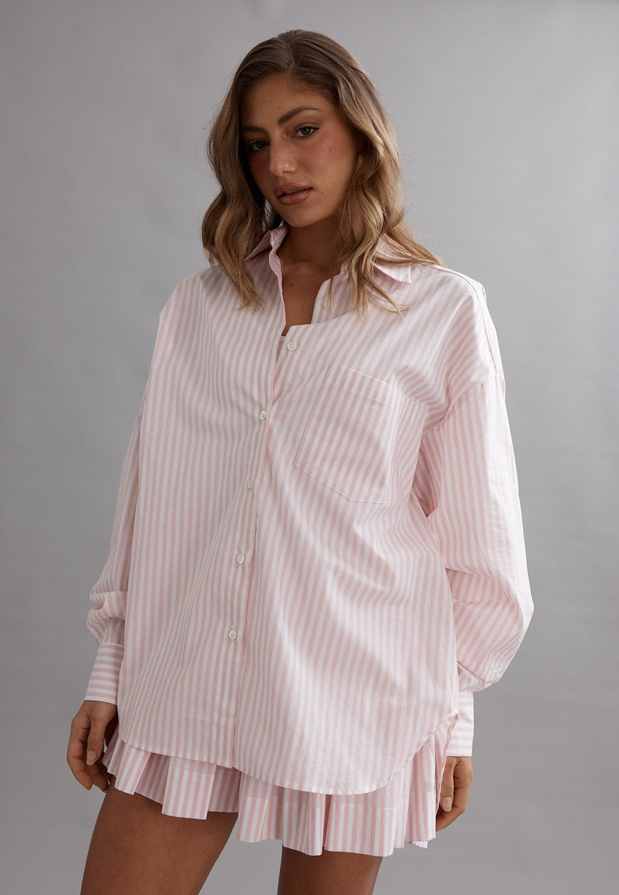 Caitlin Crisp Lou Shirt Pink / White Stripe