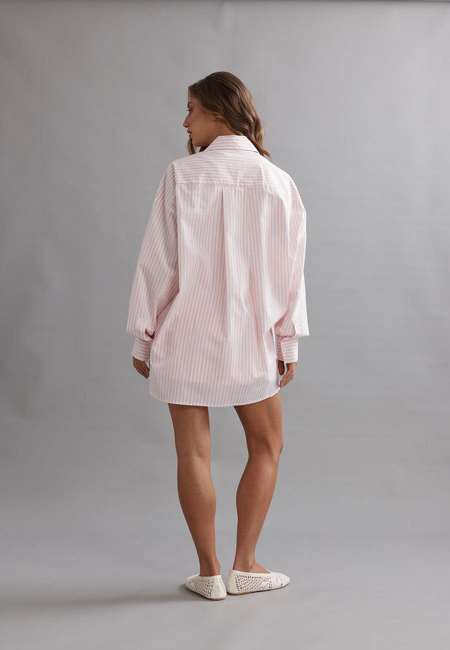 Caitlin Crisp Lou Shirt Pink / White Stripe