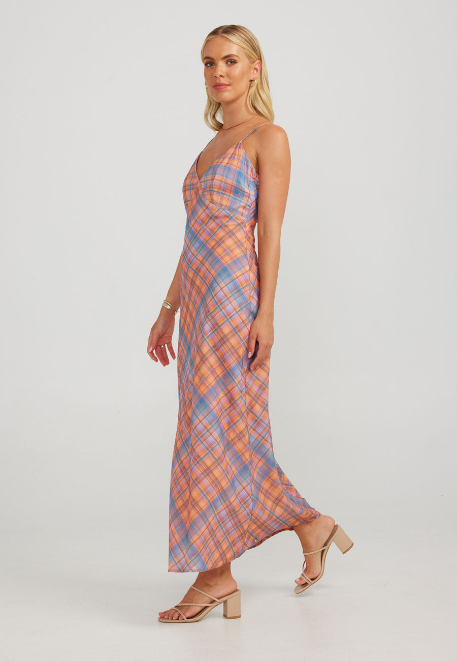 Charlie Holiday Kiera Maxi Dress Peachy Check