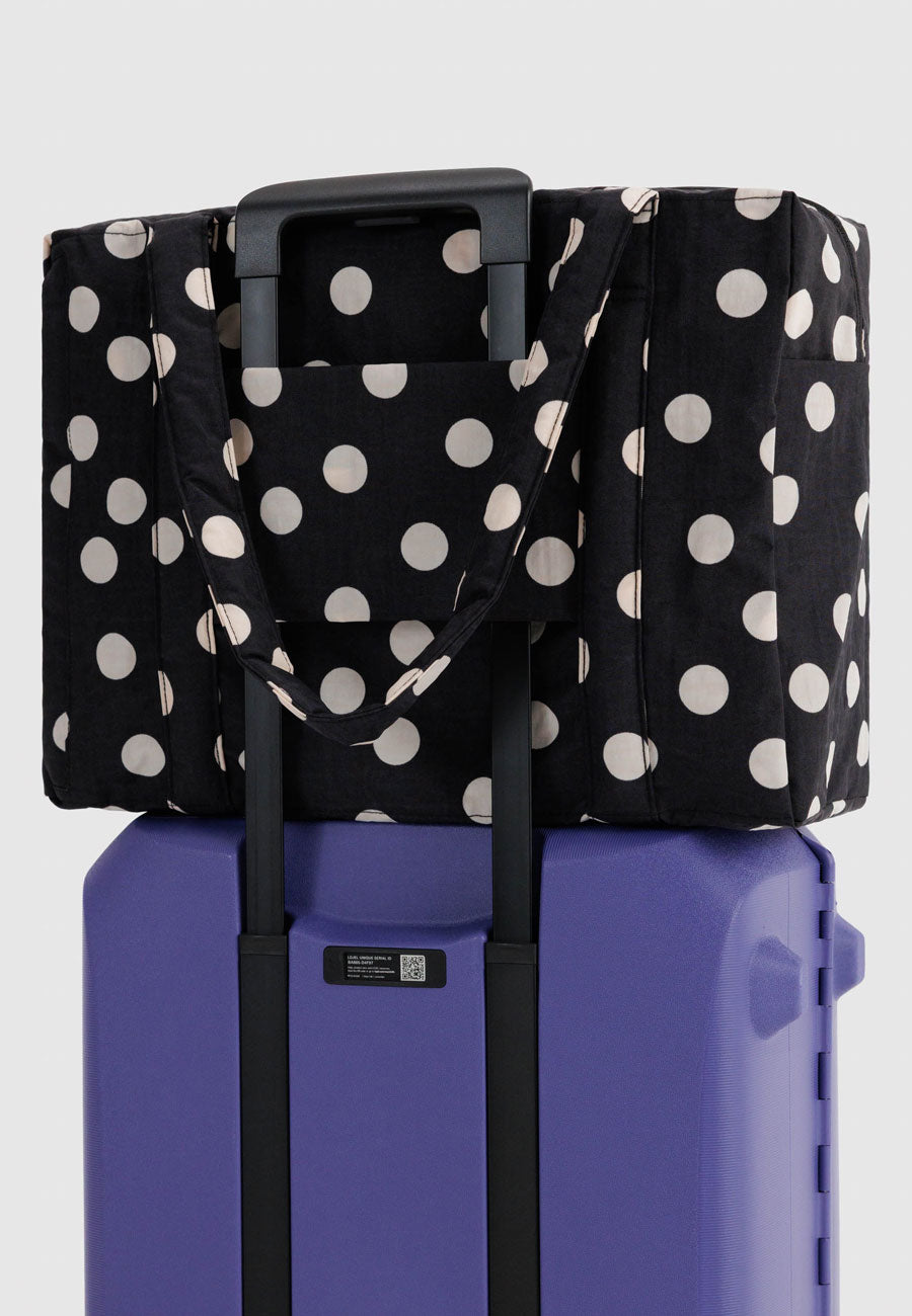 Baggu Cloud Carry-On Black and Cream Polka Dot