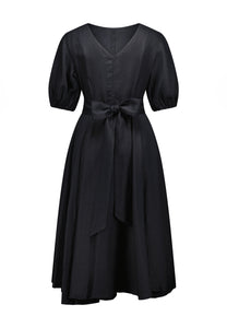 Caitlin Crisp Coco Dress Black Linen