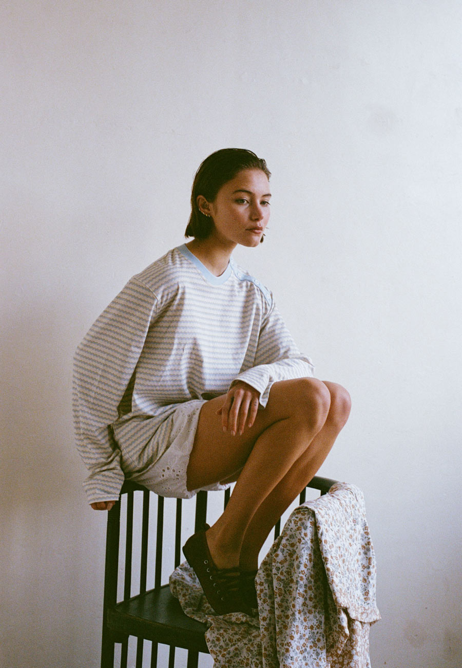 Commonplace Essentials Wave LS Tee Wave Stripe