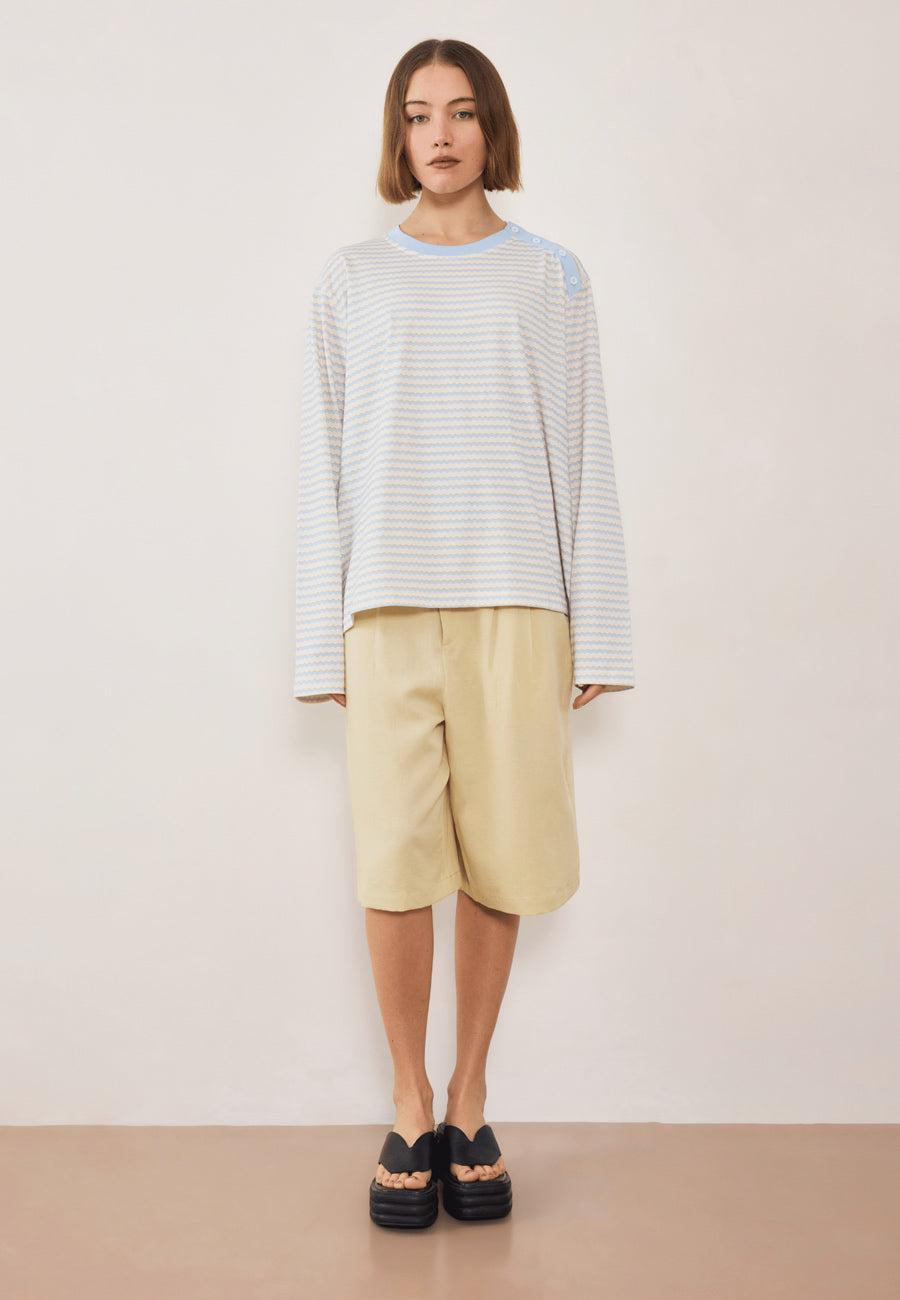 Commonplace Essentials Wave LS Tee Wave Stripe