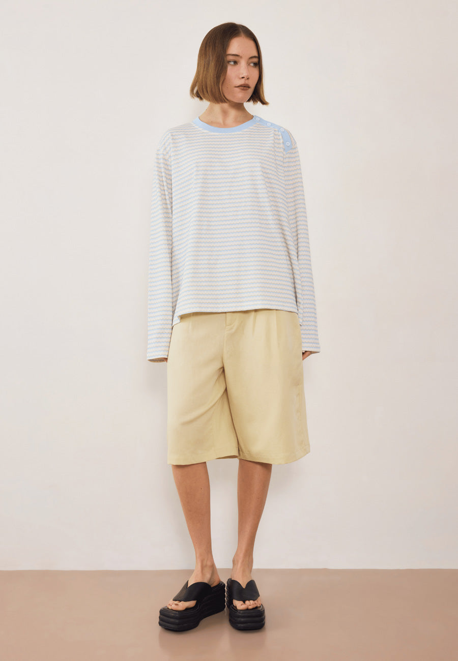 Commonplace Essentials Wave LS Tee Wave Stripe