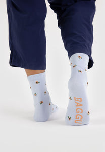 Baggu Crew Sock Blue Rosette