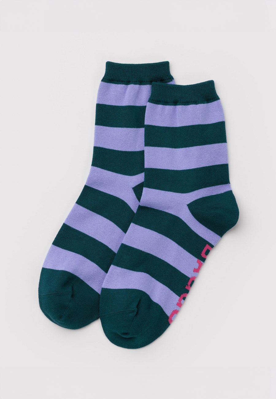Baggu Crew Sock Malachite Stripe
