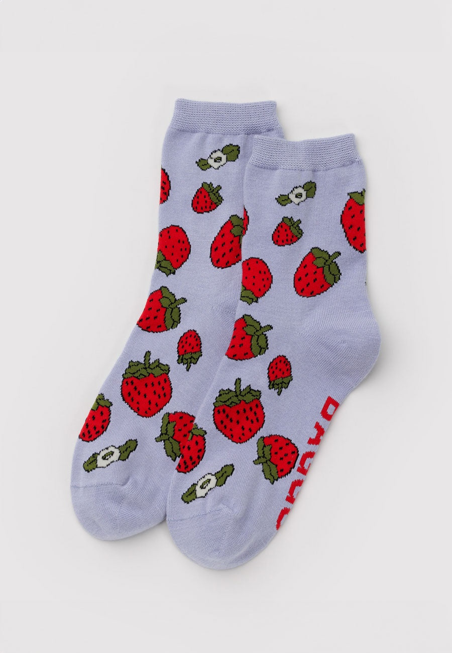 Baggu Crew Sock Strawberry Blossom