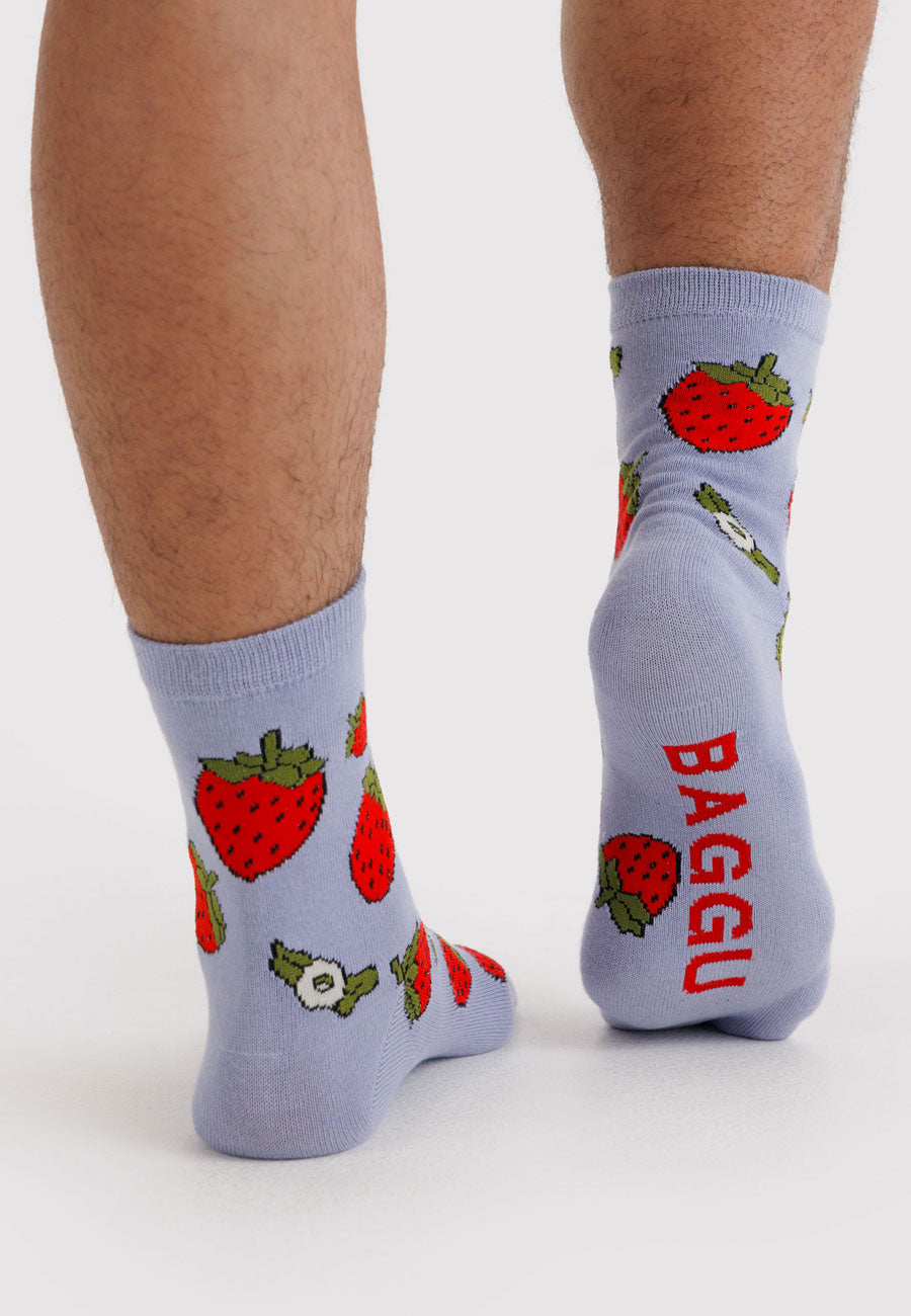Baggu Crew Sock Strawberry Blossom