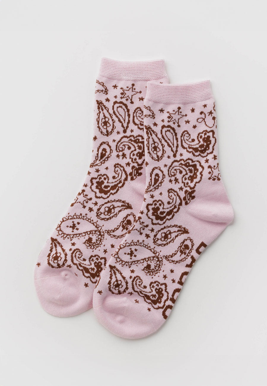 Baggu Crew Sock Paisley Pink