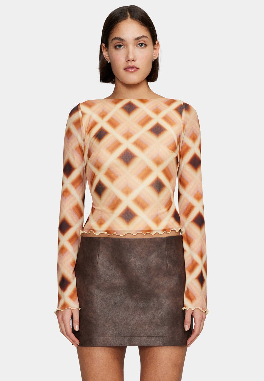 Ownley Daphne Top Caramel Check