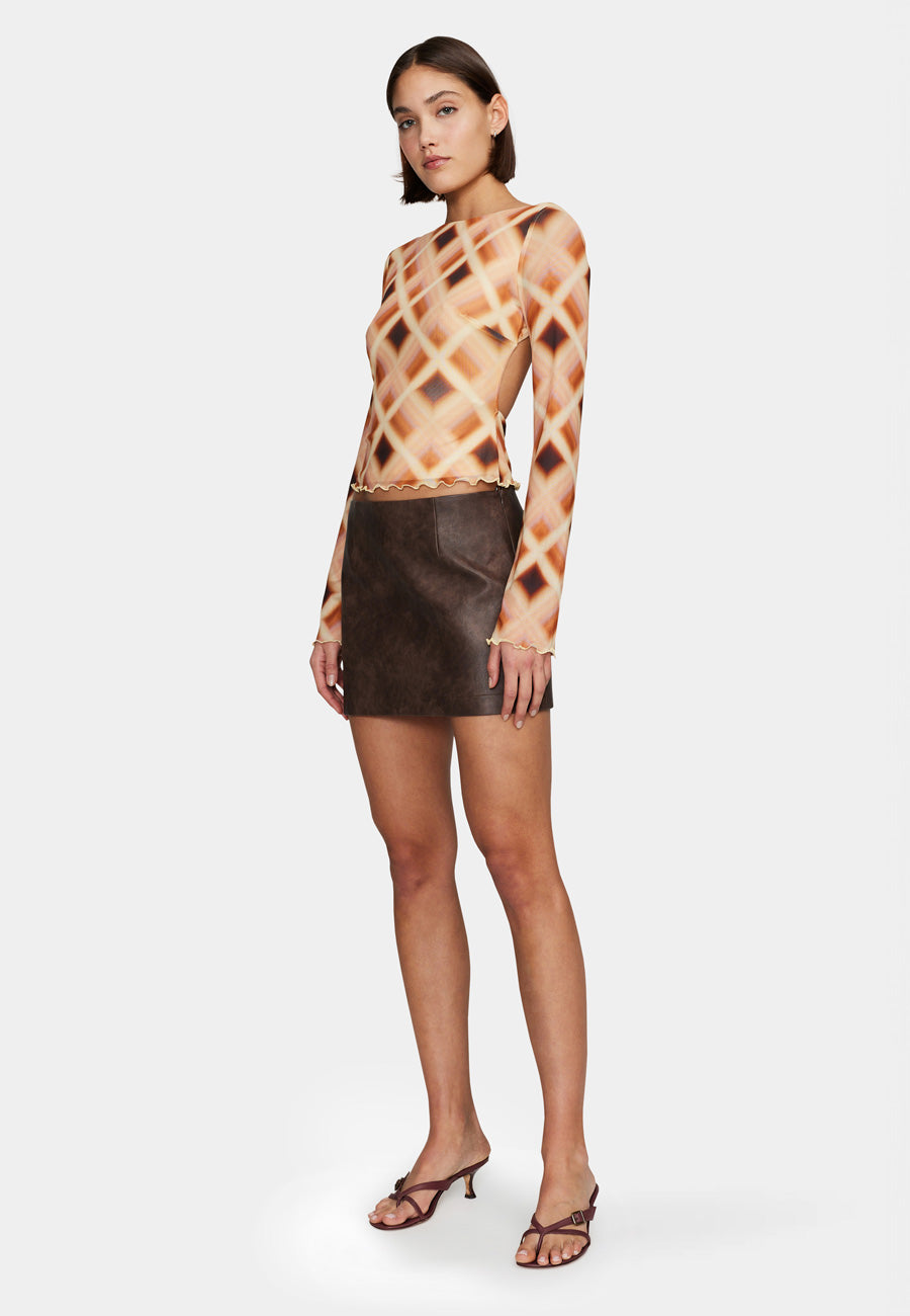 Ownley Daphne Top Caramel Check