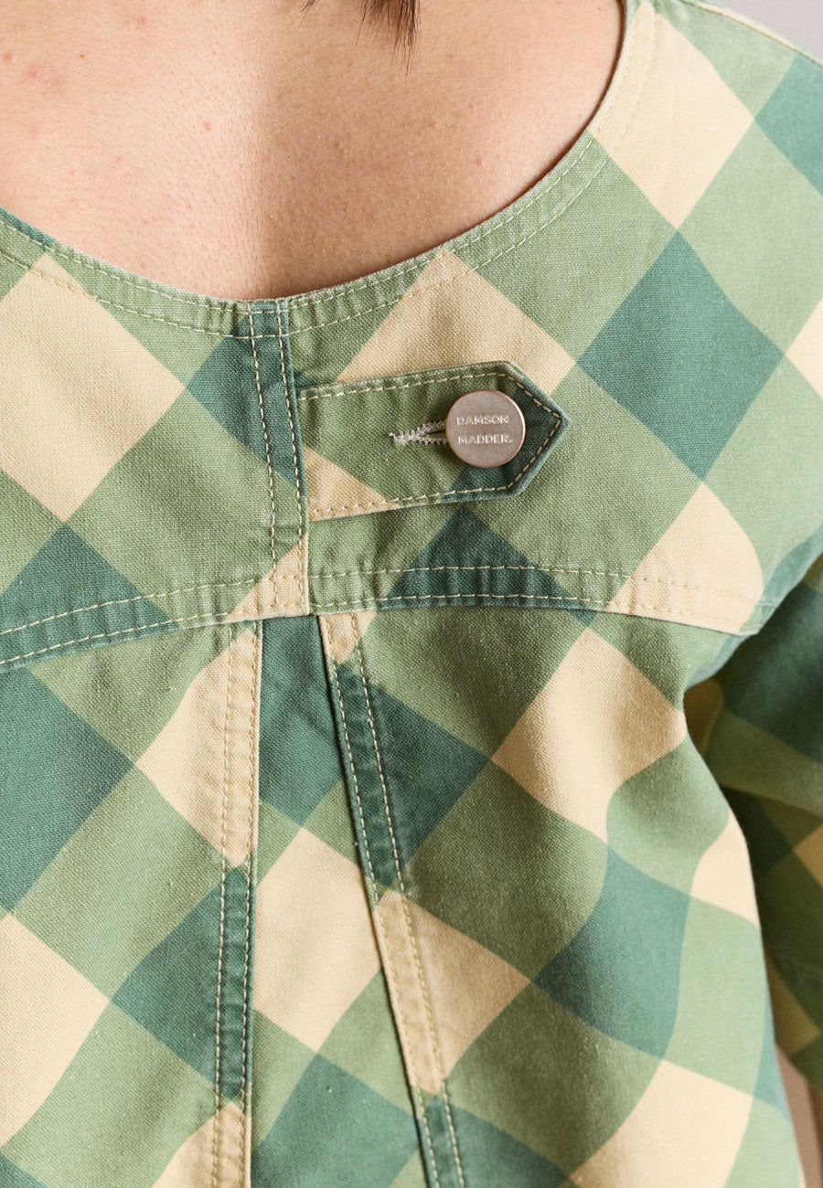 Damson Madder Bridget Mini Dress Green Butter Gingham