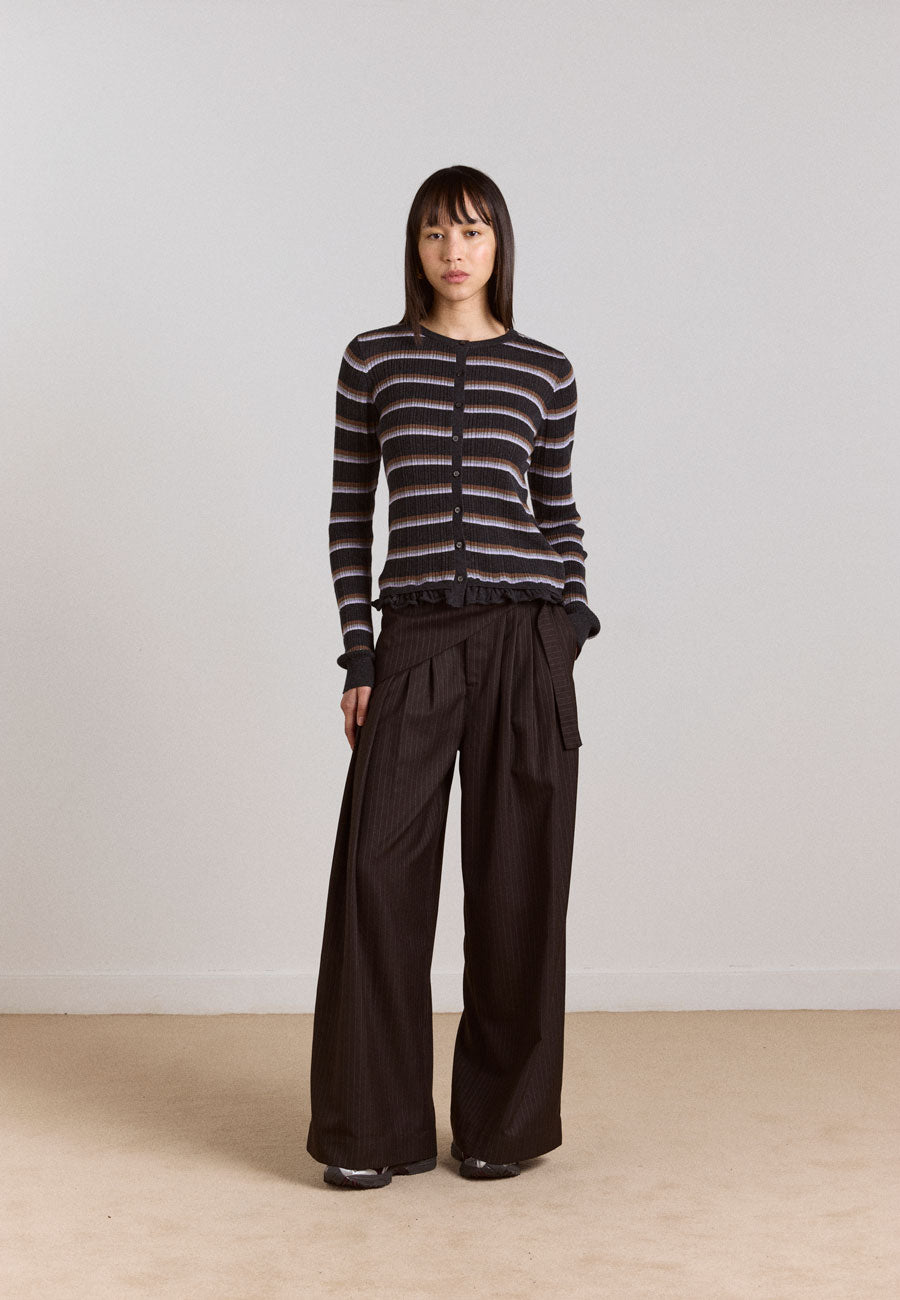 Damson Madder Fabia Trouser Choc Pinstripe