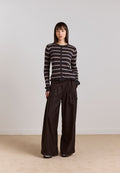 Damson Madder Fabia Trouser Choc Pinstripe