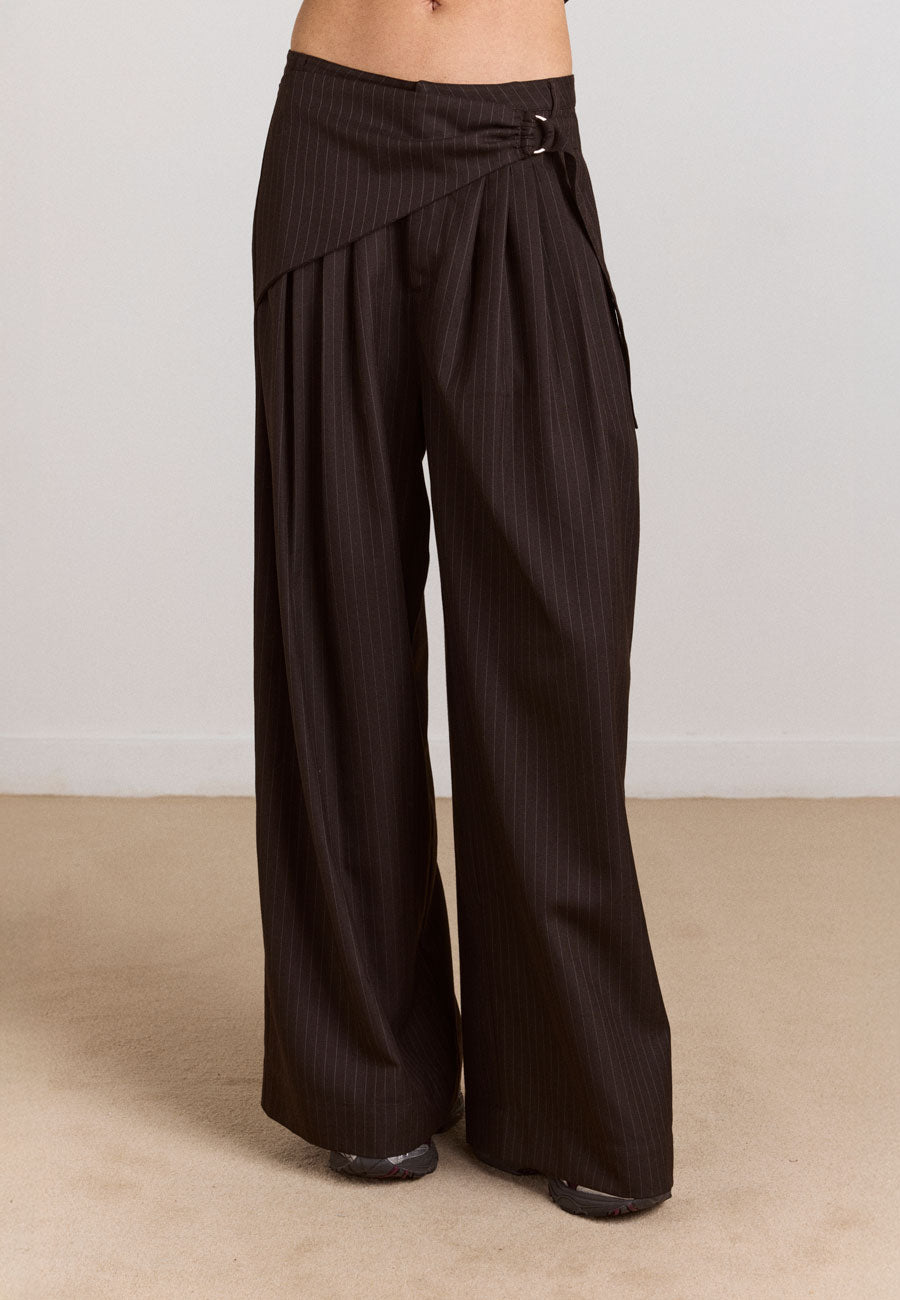 Damson Madder Fabia Trouser Choc Pinstripe