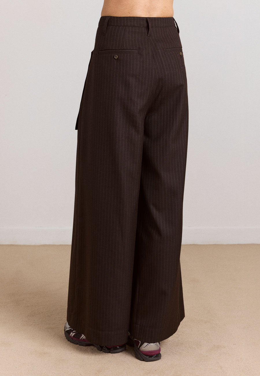 Damson Madder Fabia Trouser Choc Pinstripe