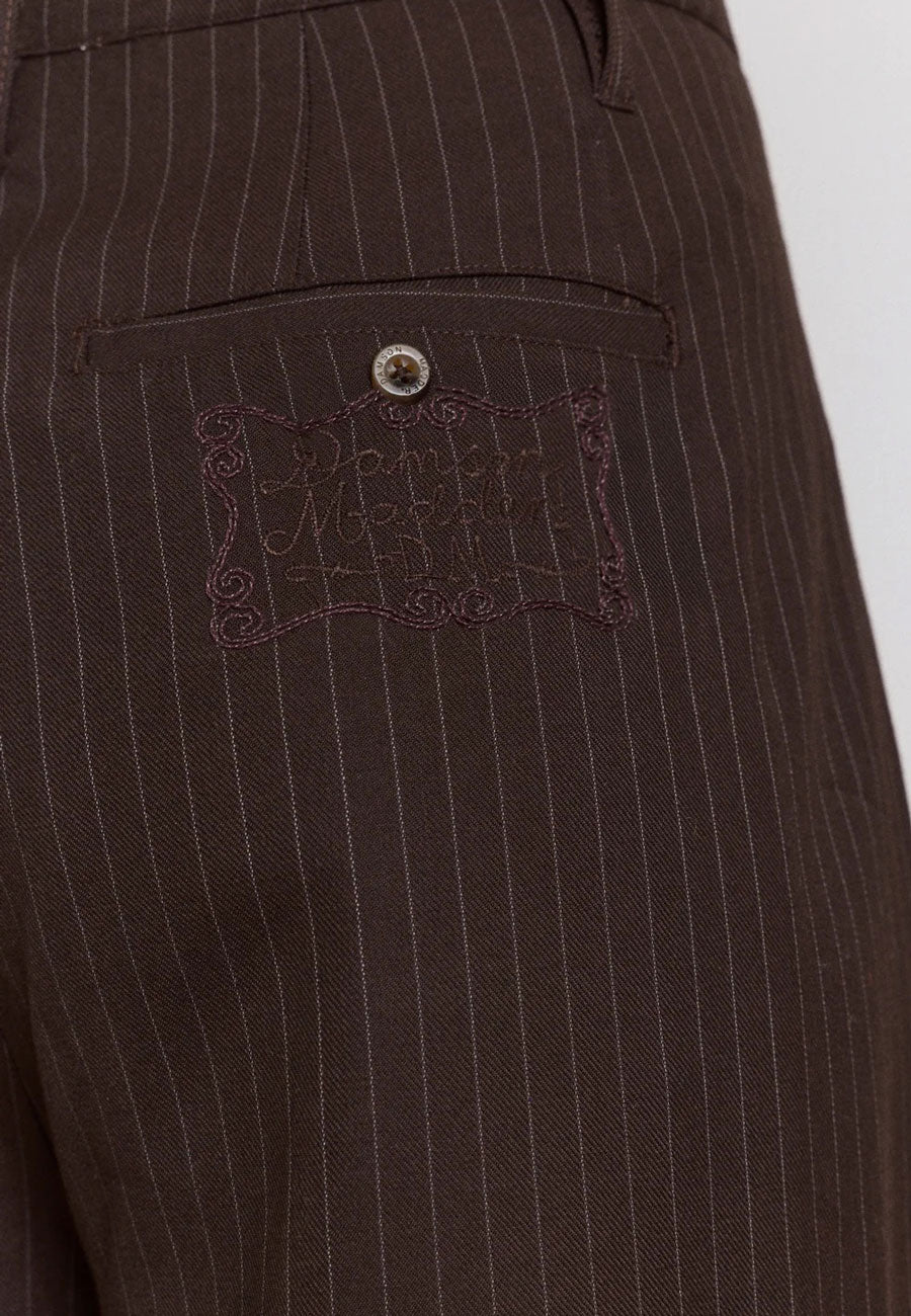 Damson Madder Fabia Trouser Choc Pinstripe