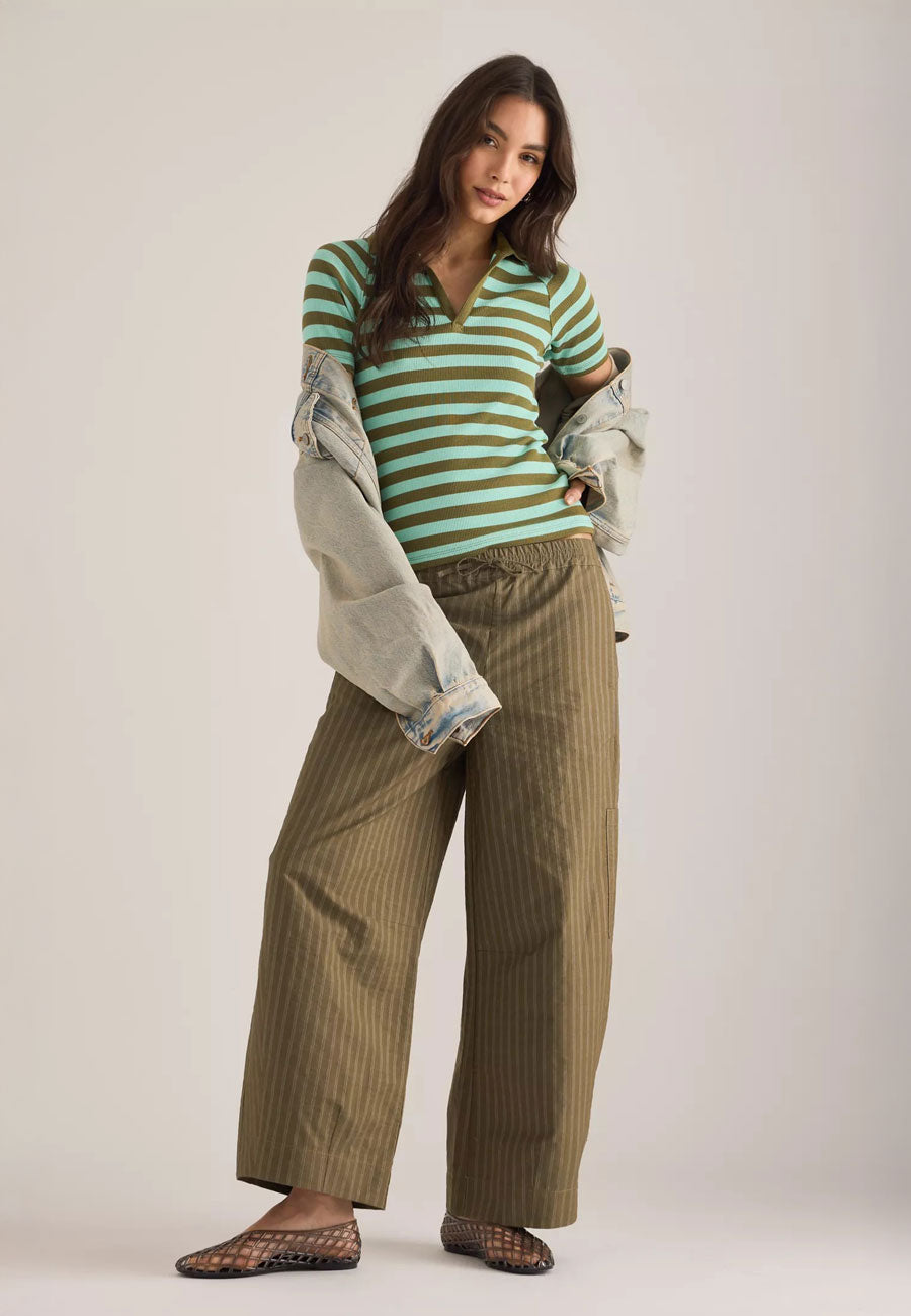 Damson Madder Felix Trouser Olive Stripe