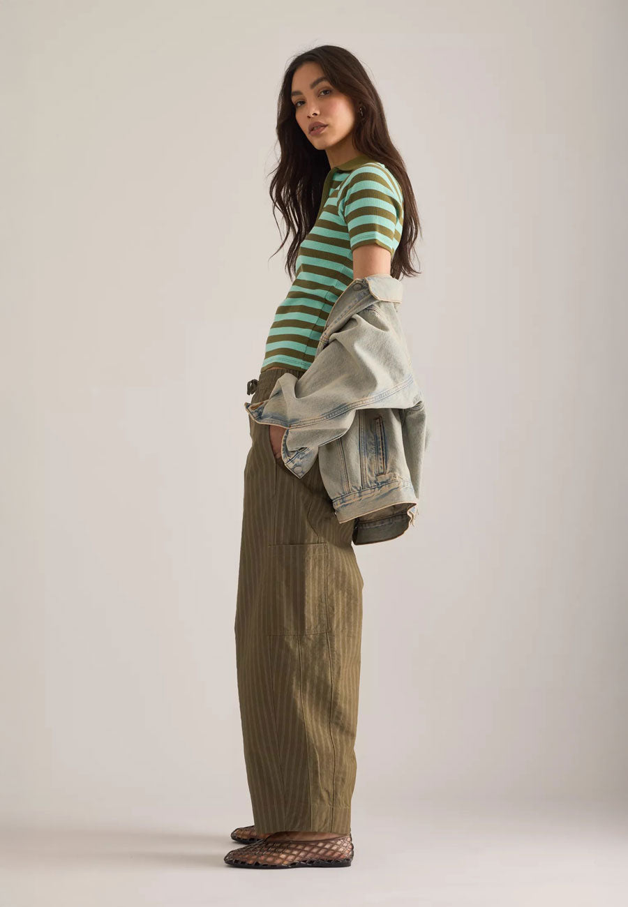 Damson Madder Felix Trouser Olive Stripe
