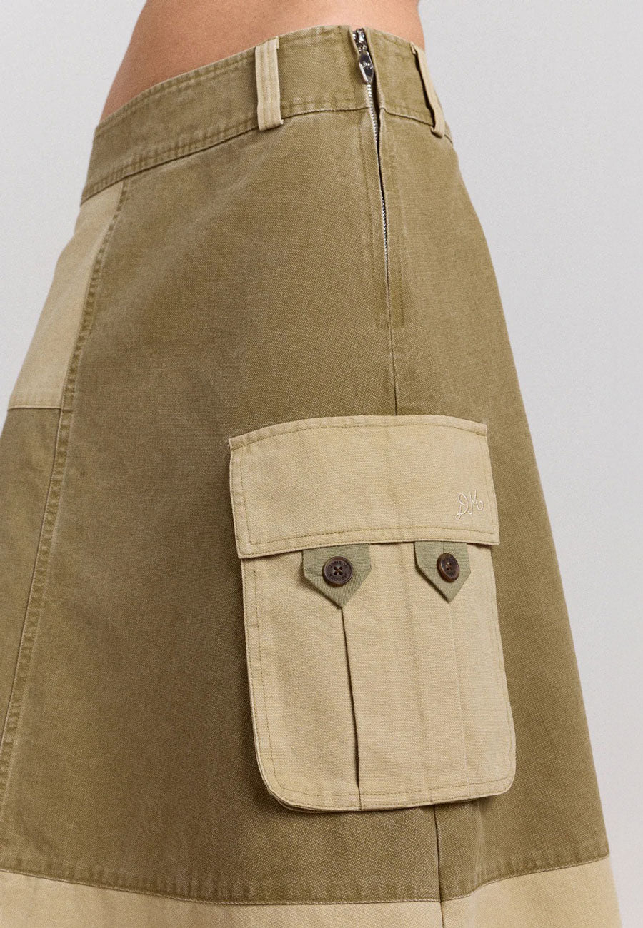 Damson Madder Marcelle Barn Midi Skirt Olive