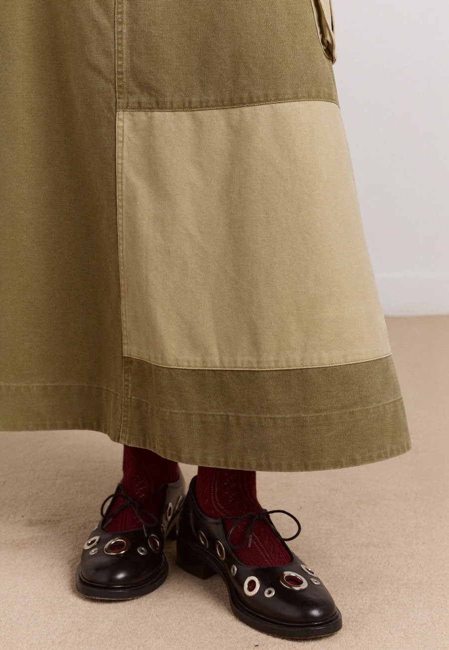 Damson Madder Marcelle Barn Midi Skirt Olive