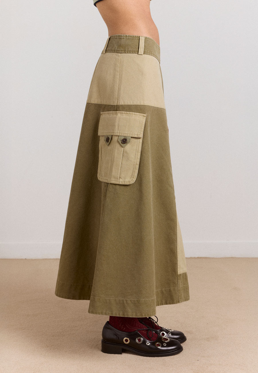 Damson Madder Marcelle Barn Midi Skirt Olive