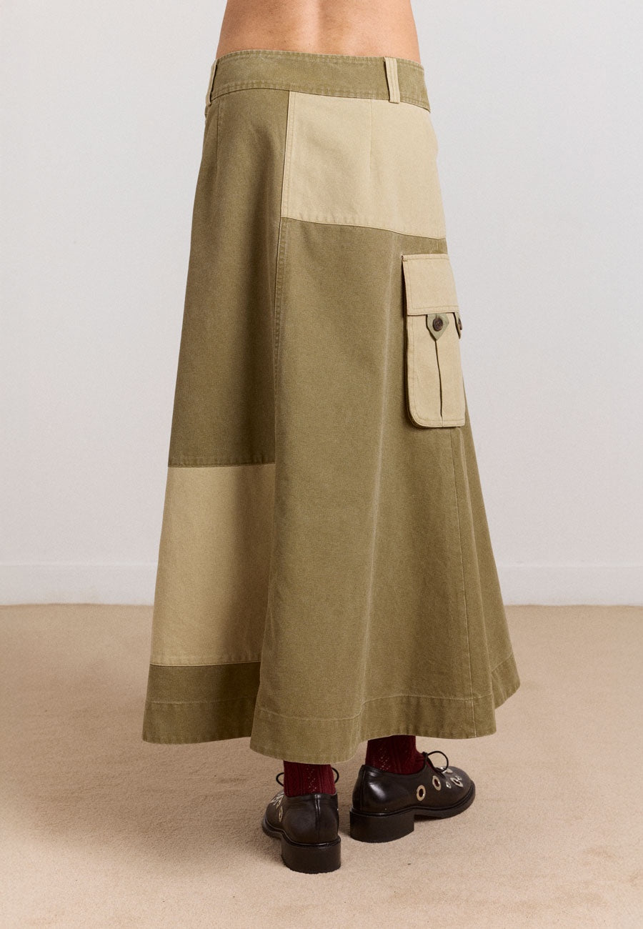 Damson Madder Marcelle Barn Midi Skirt Olive