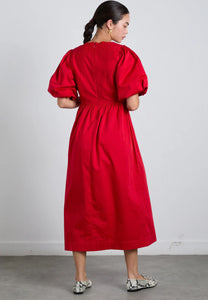 Damson Madder Aria Bow Midi Dress Red