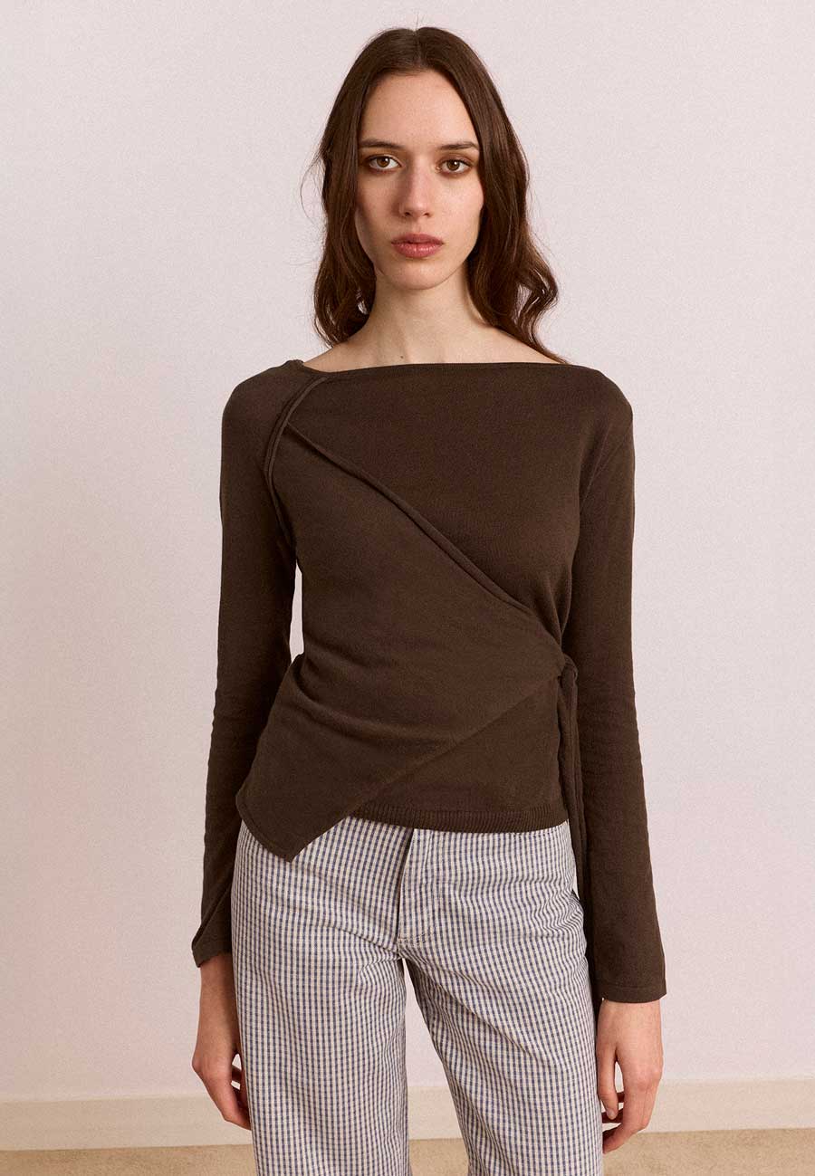 Damson Madder Hannie Sheer Tie Jumper Khaki