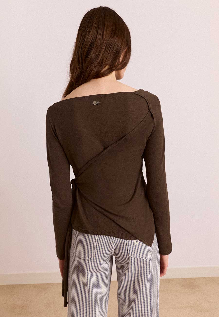 Damson Madder Hannie Sheer Tie Jumper Khaki