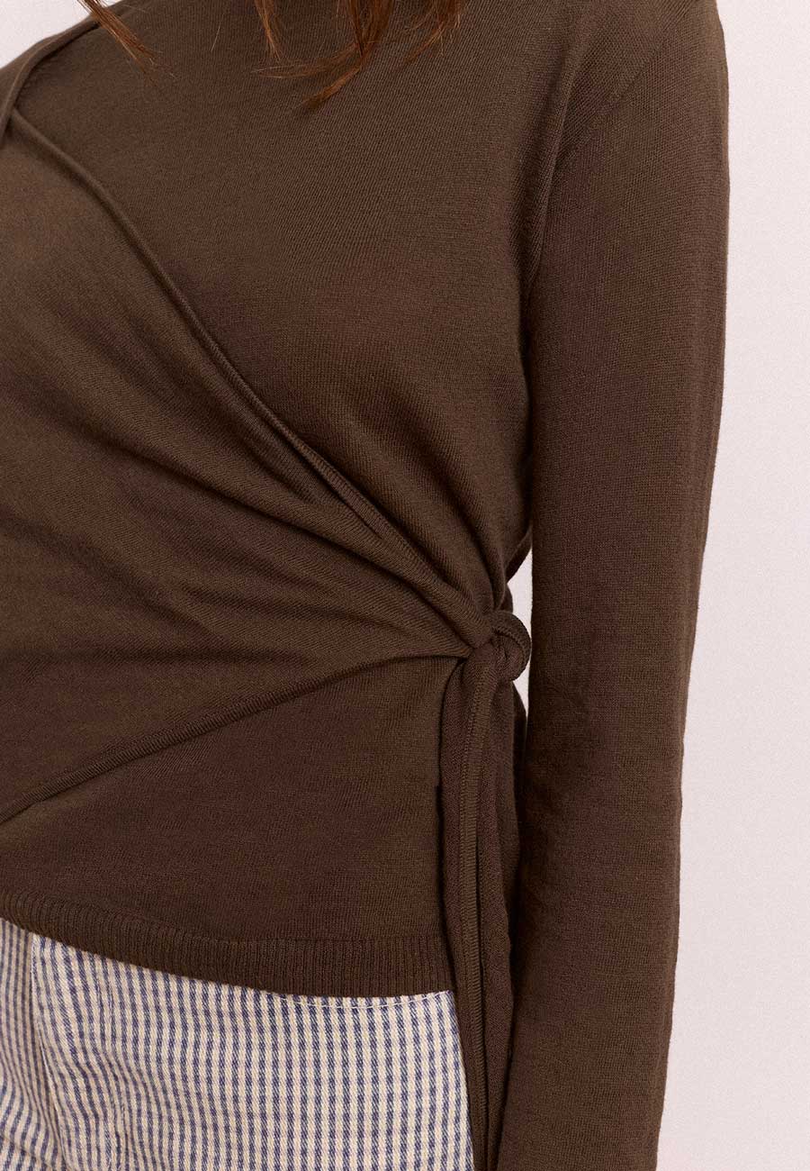Damson Madder Hannie Sheer Tie Jumper Khaki