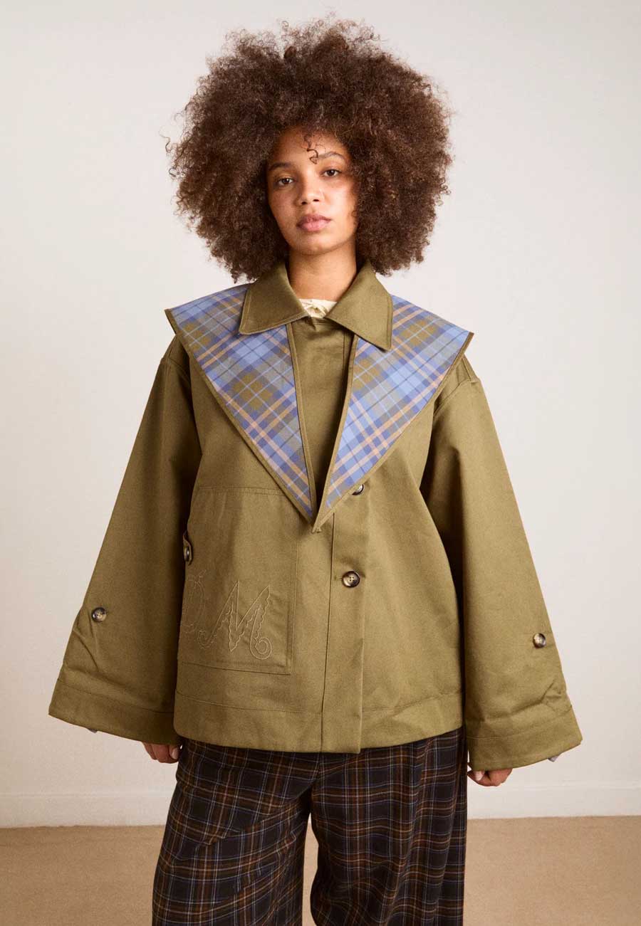 Damson Madder Jerry Reversible Crop Trench Olive