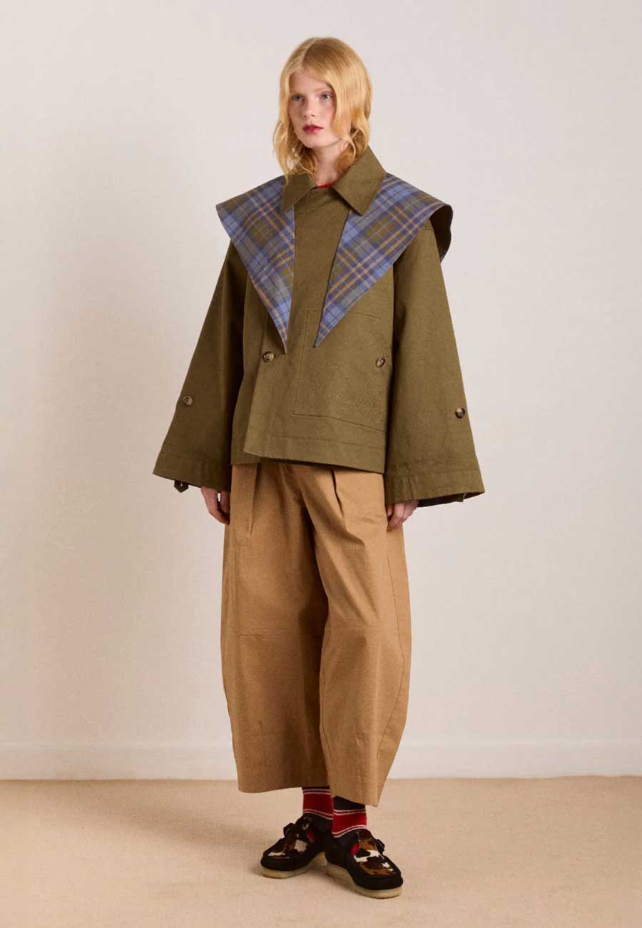 Damson Madder Jerry Reversible Crop Trench Olive
