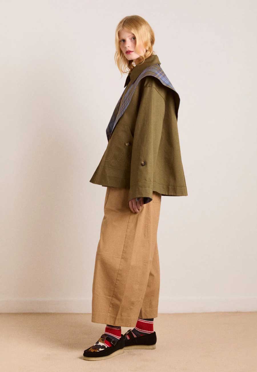 Damson Madder Jerry Reversible Crop Trench Olive