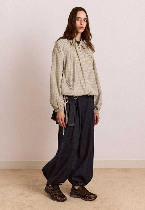 Damson Madder Lailah Lightweight Bomber Oyster Check