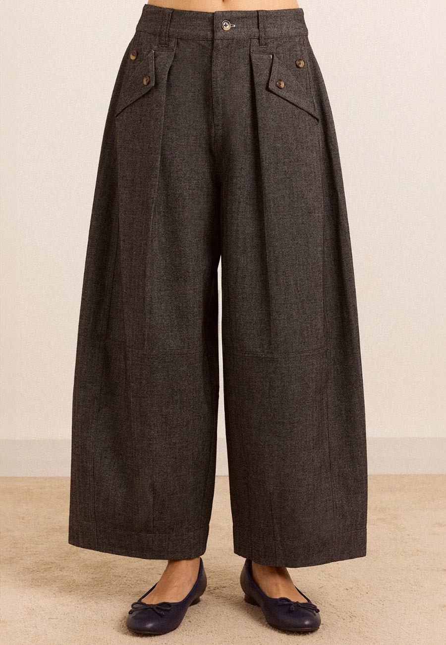 Damson Madder Mara Trouser Grey Herringbone