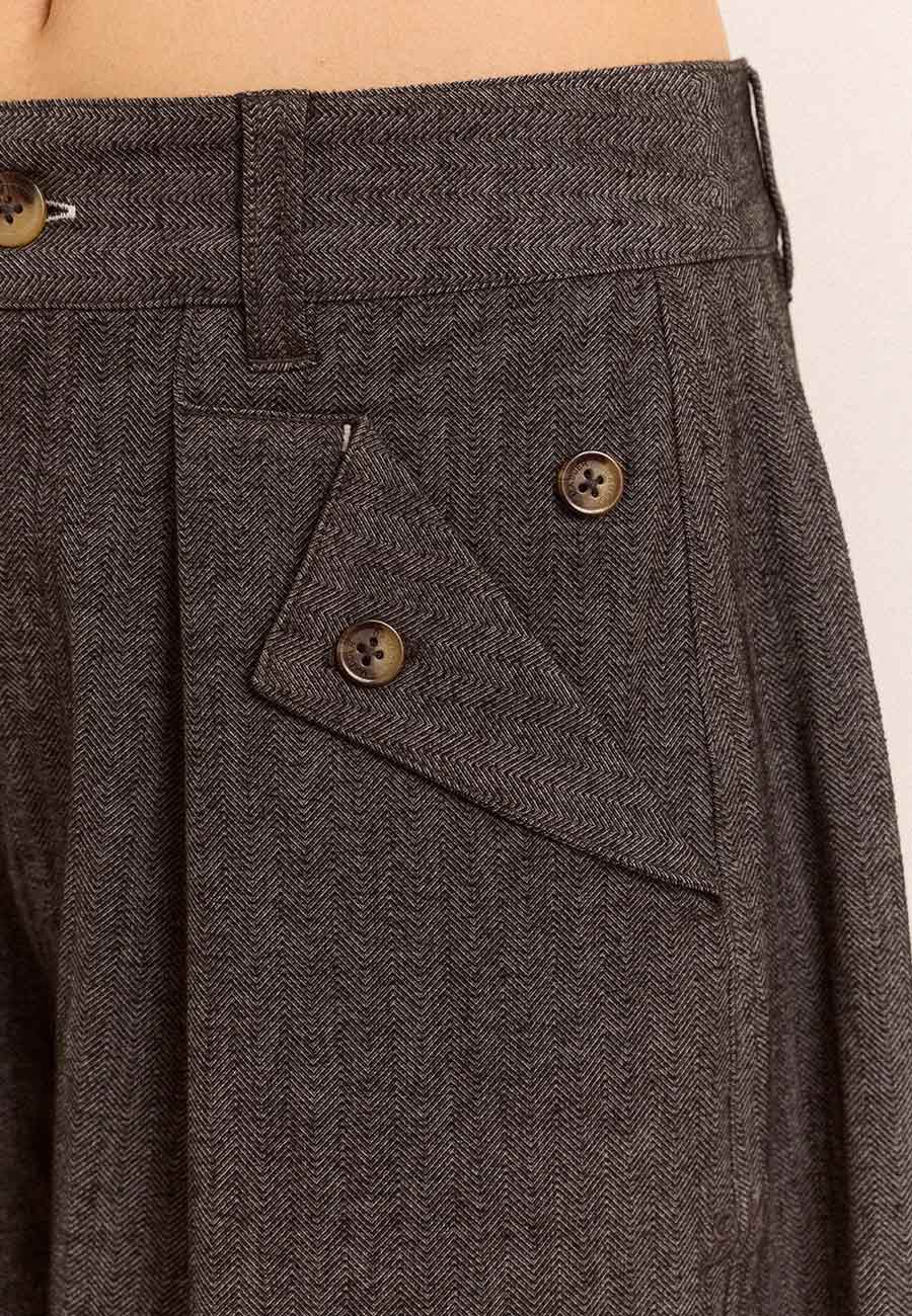 Damson Madder Mara Trouser Grey Herringbone