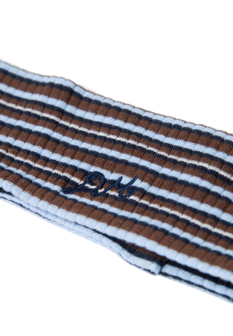 Damson Madder Orianna Ribbed Headband Choc Blue Stripe