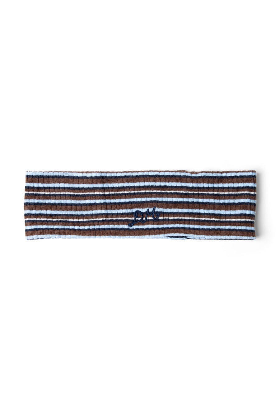 Damson Madder Orianna Ribbed Headband Choc Blue Stripe