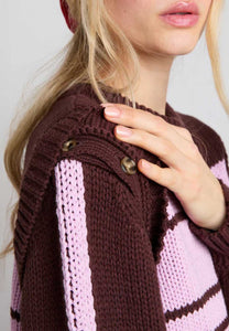 Damson Madder Poppy Crew Neck Jumper Burgundy & Lilac